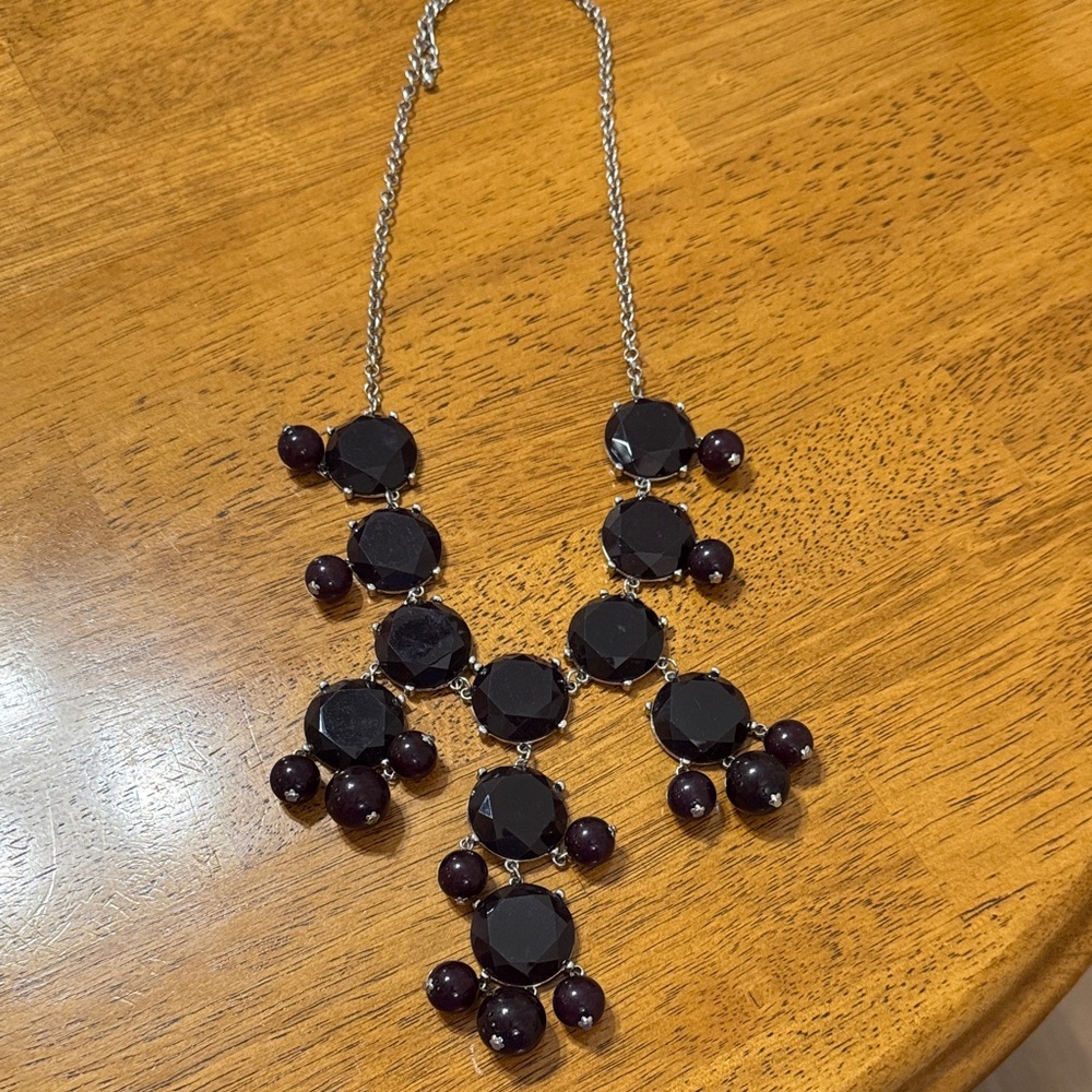 Elegant Black and Silver Statement Necklace